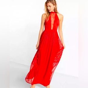 Express Red Lace Maxi Dress